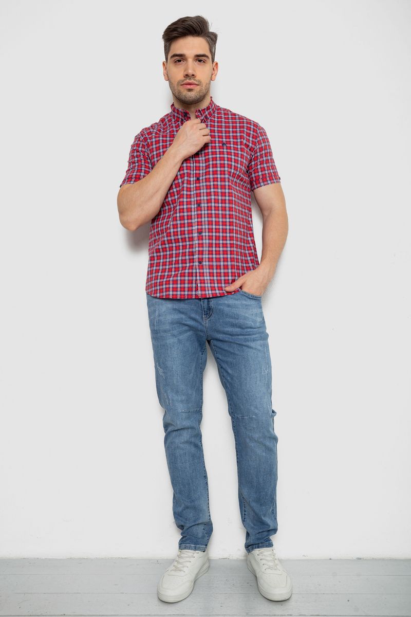 Сорочка чоловіча в клітку, колір червоний, 214R2445-6