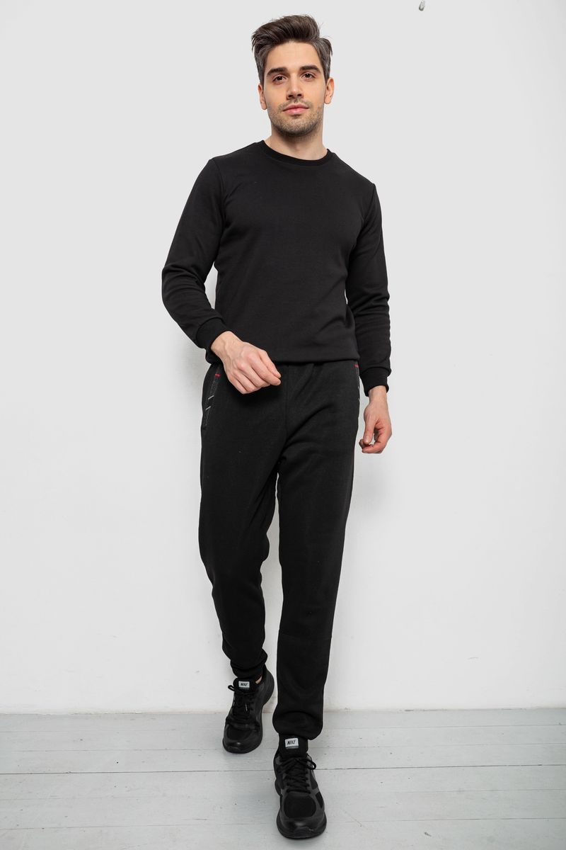 Спортивні штани чоловічі на флісі, колір чорний, 244R41553