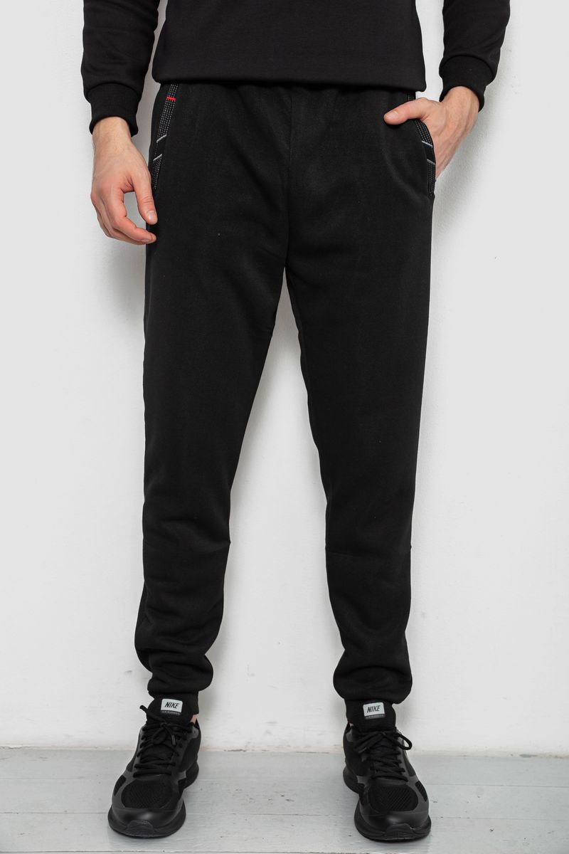 Спортивні штани чоловічі на флісі, колір чорний, 244R41553