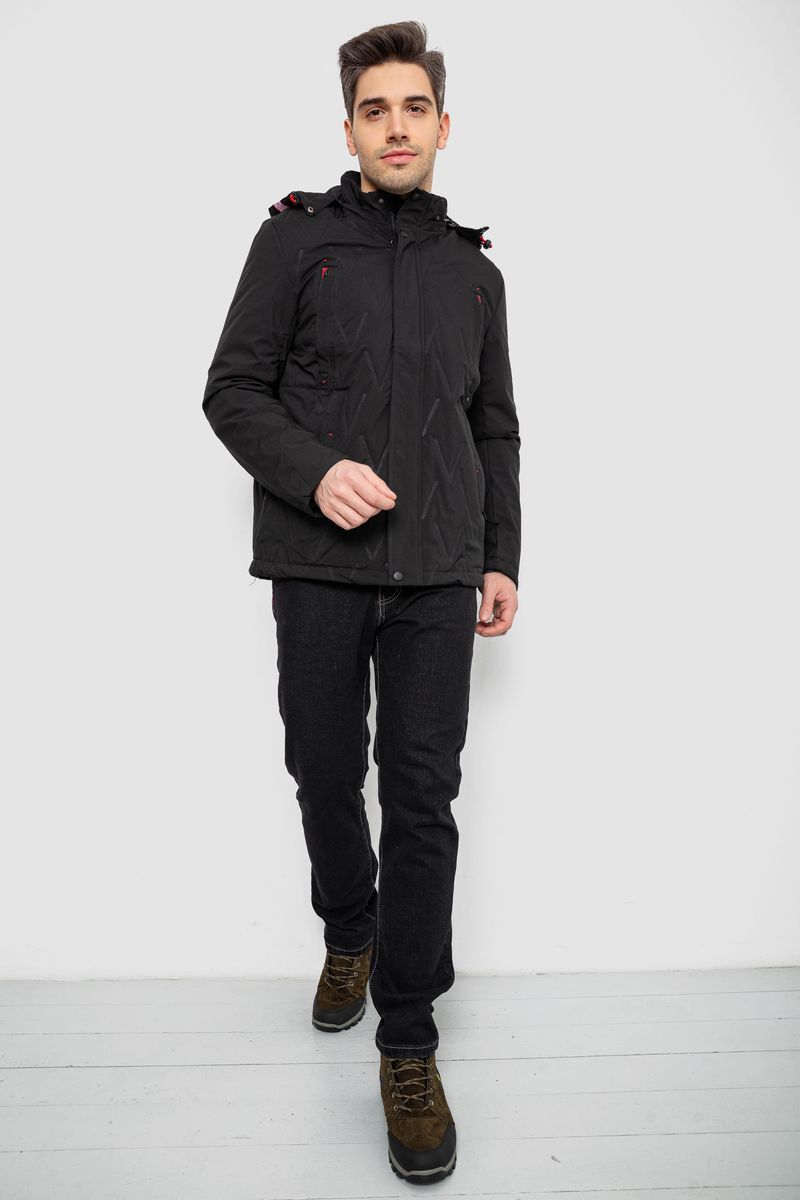 Куртка чоловіча демісезонна з капюшоном, колір чорний, 244RL9159AL