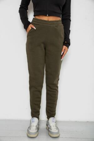 Спортивні штани жіночі на флісі, колір хакі, 238R57013