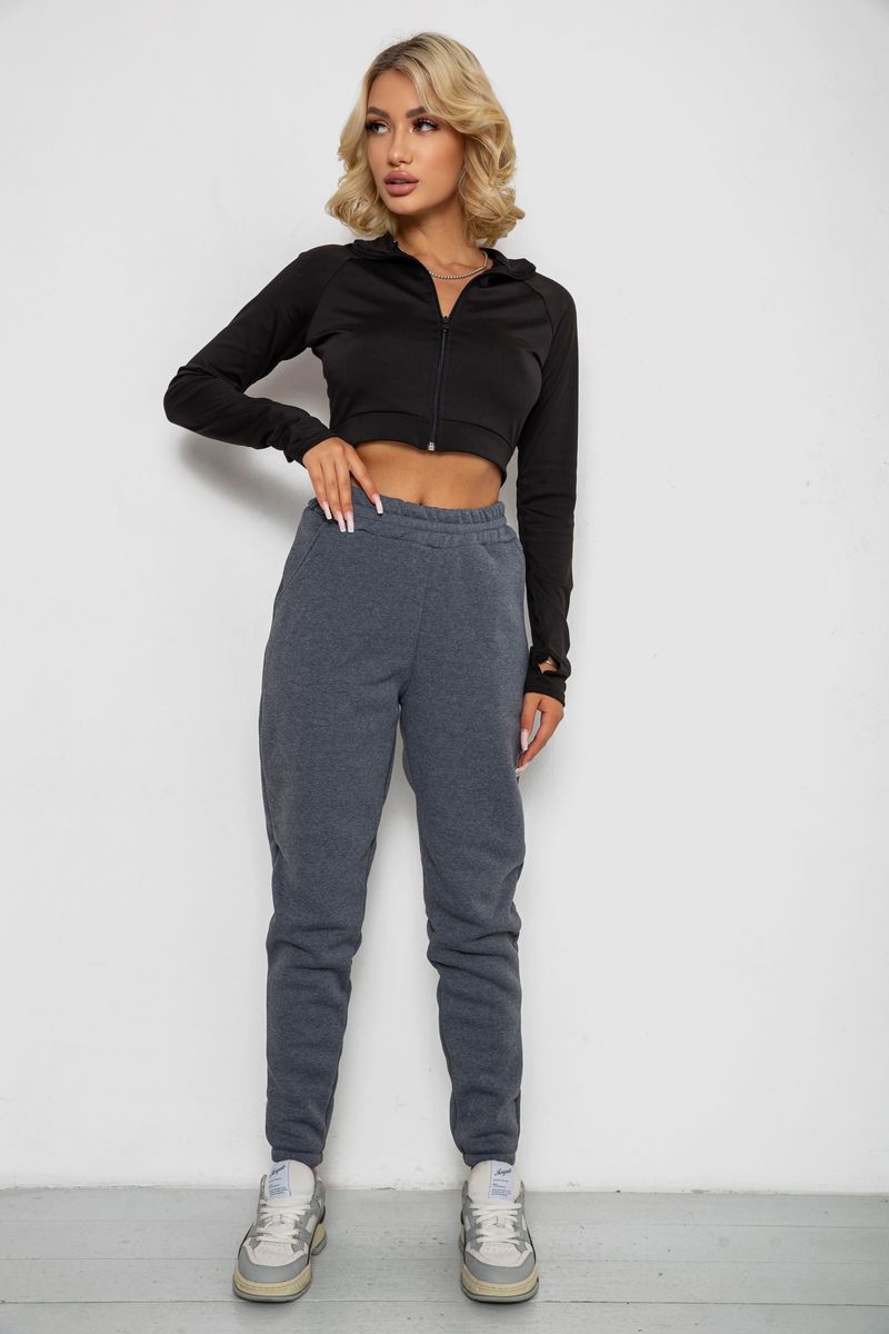 Спортивні штани жіночі на флісі, колір сірий, 238R57013