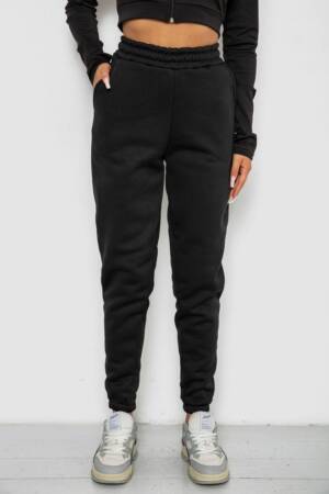 Спортивні штани жіночі на флісі, колір чорний, 238R57013