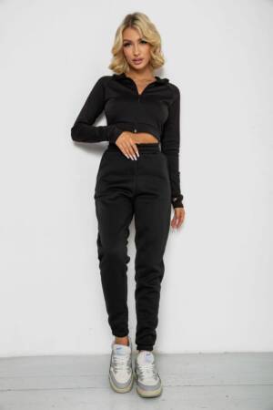 Спортивні штани жіночі на флісі, колір чорний, 238R57013