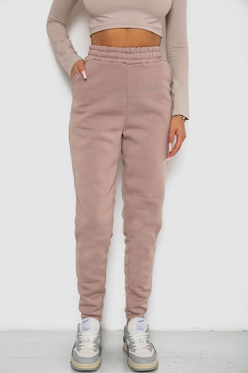 Спортивні штани жіночі на флісі, колір мокко, 238R57013