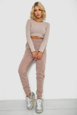 Спортивні штани жіночі на флісі, колір мокко, 238R57013