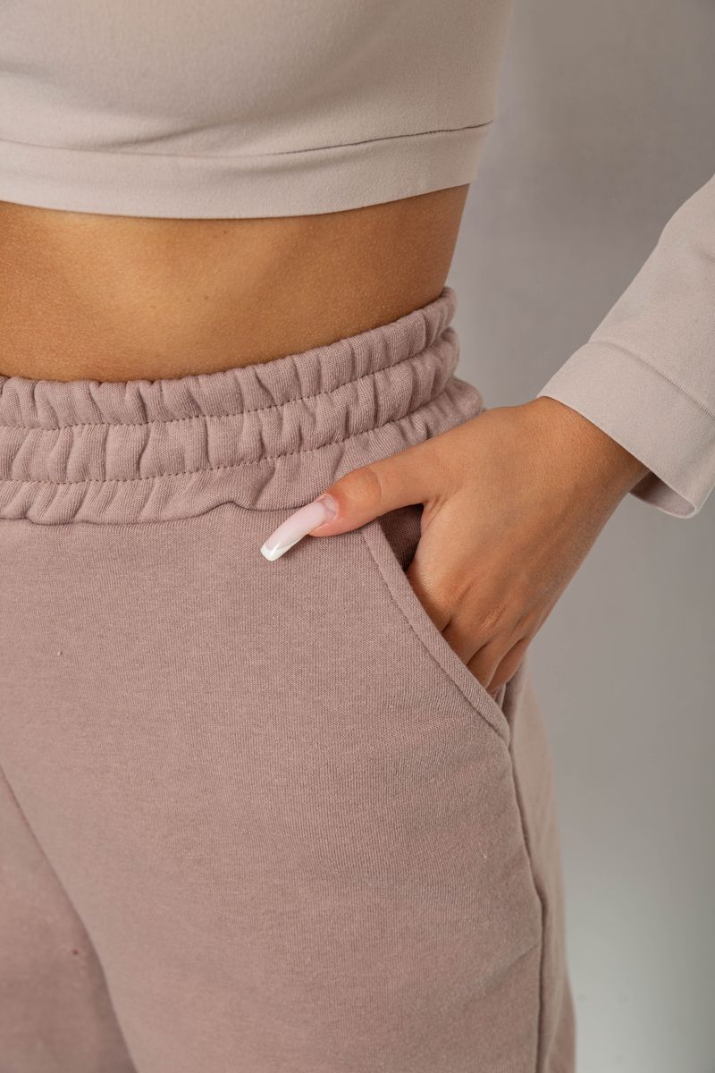 Спортивні штани жіночі на флісі, колір мокко, 238R57013 - Зображення 5