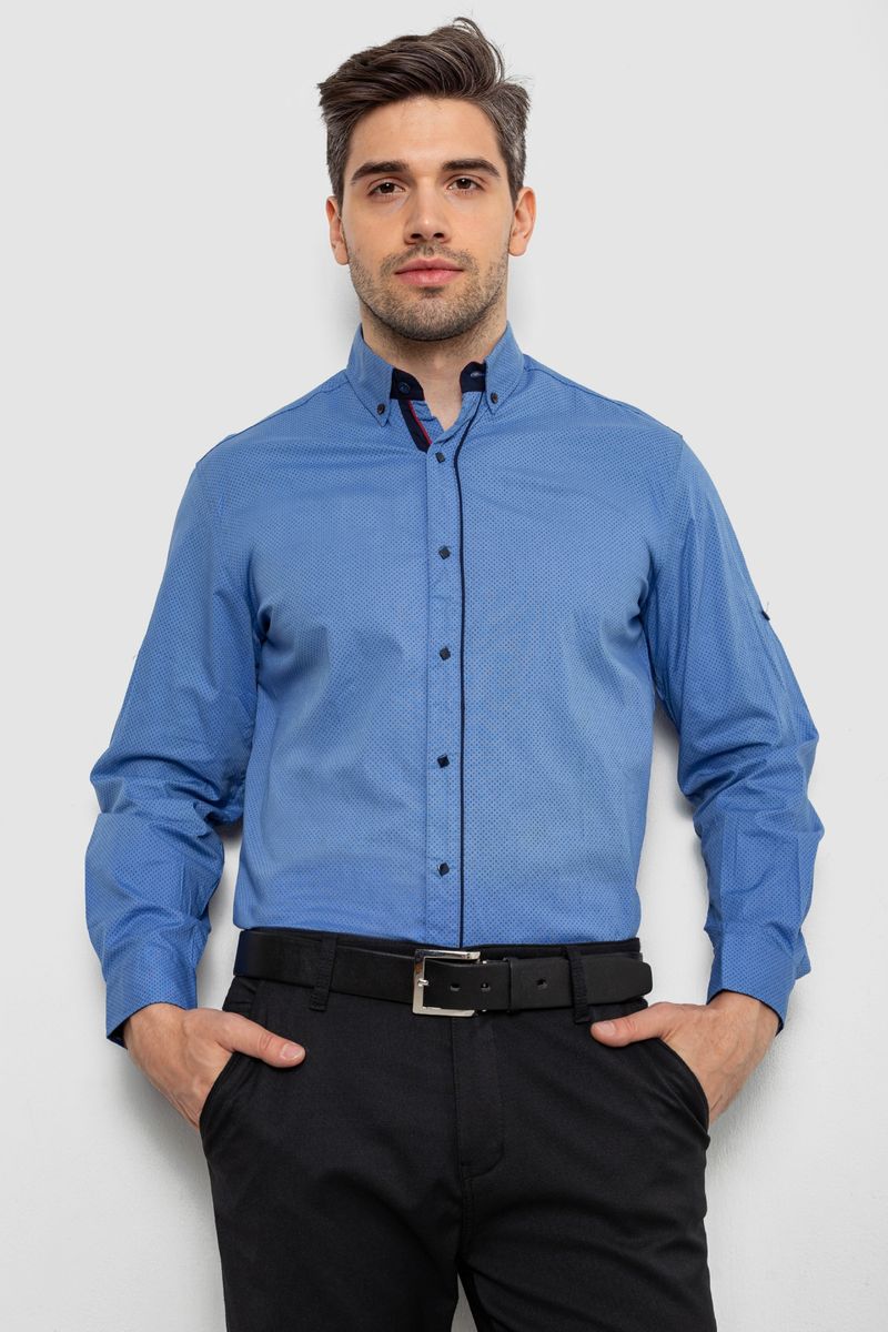 Сорочка чоловіча з принтом, колір блакитний, 214R16111-1