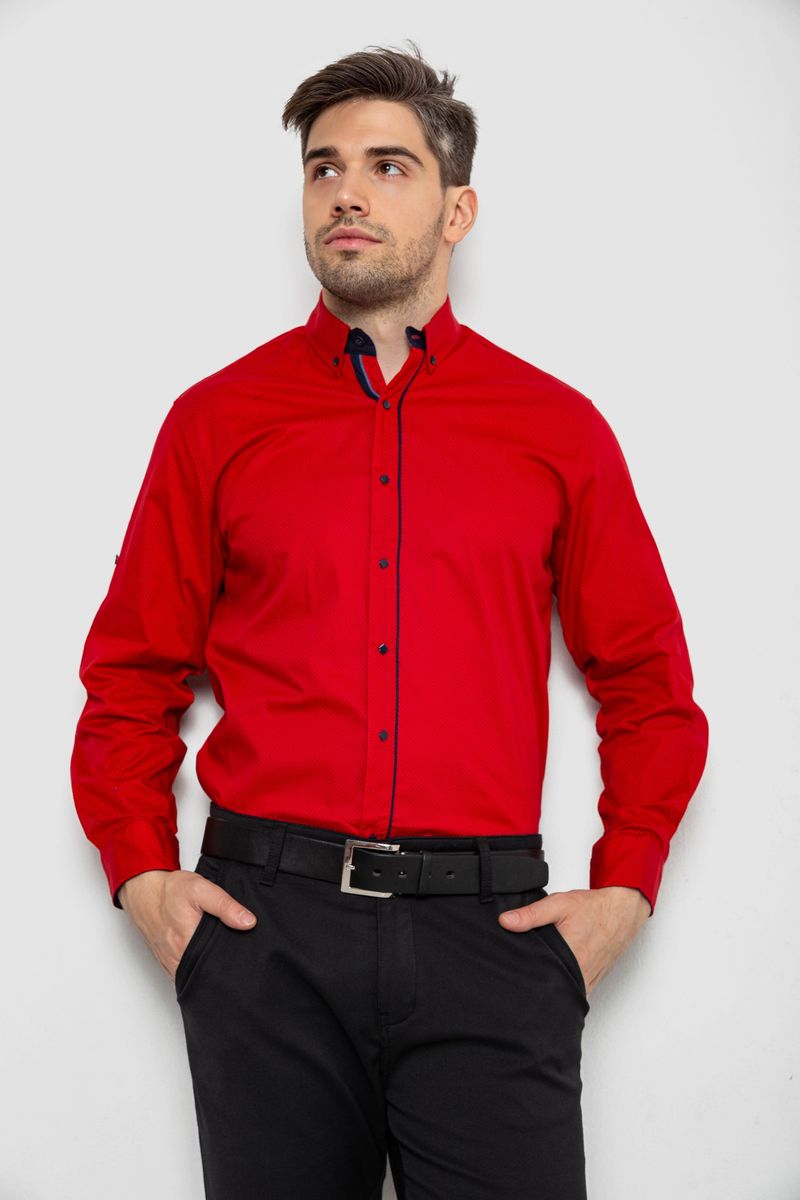 Сорочка чоловіча з принтом, колір червоний, 214R16111-1