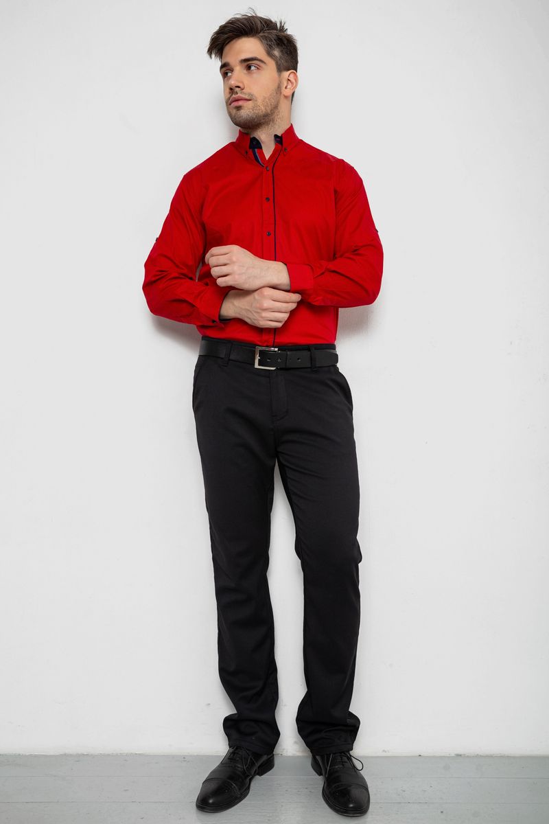 Сорочка чоловіча з принтом, колір червоний, 214R16111-1