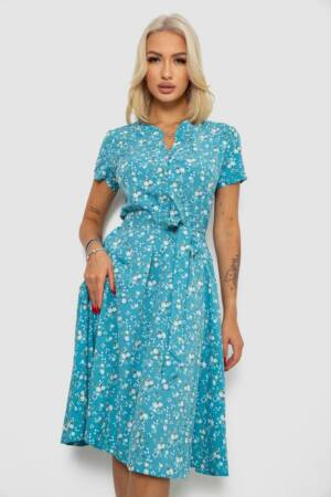 Сукня софт з принтом, колір бірюзовий, 230R1111