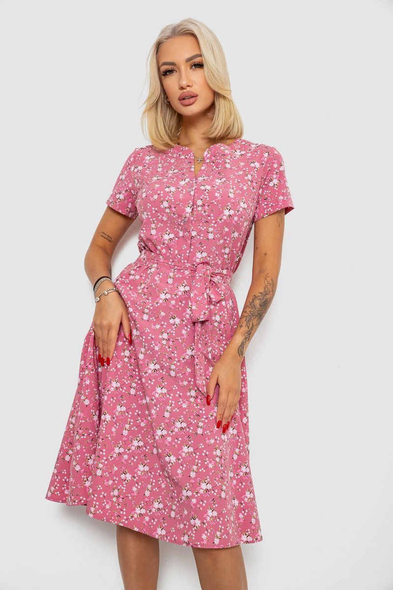 Сукня софт з принтом, колір пудровий, 230R1111