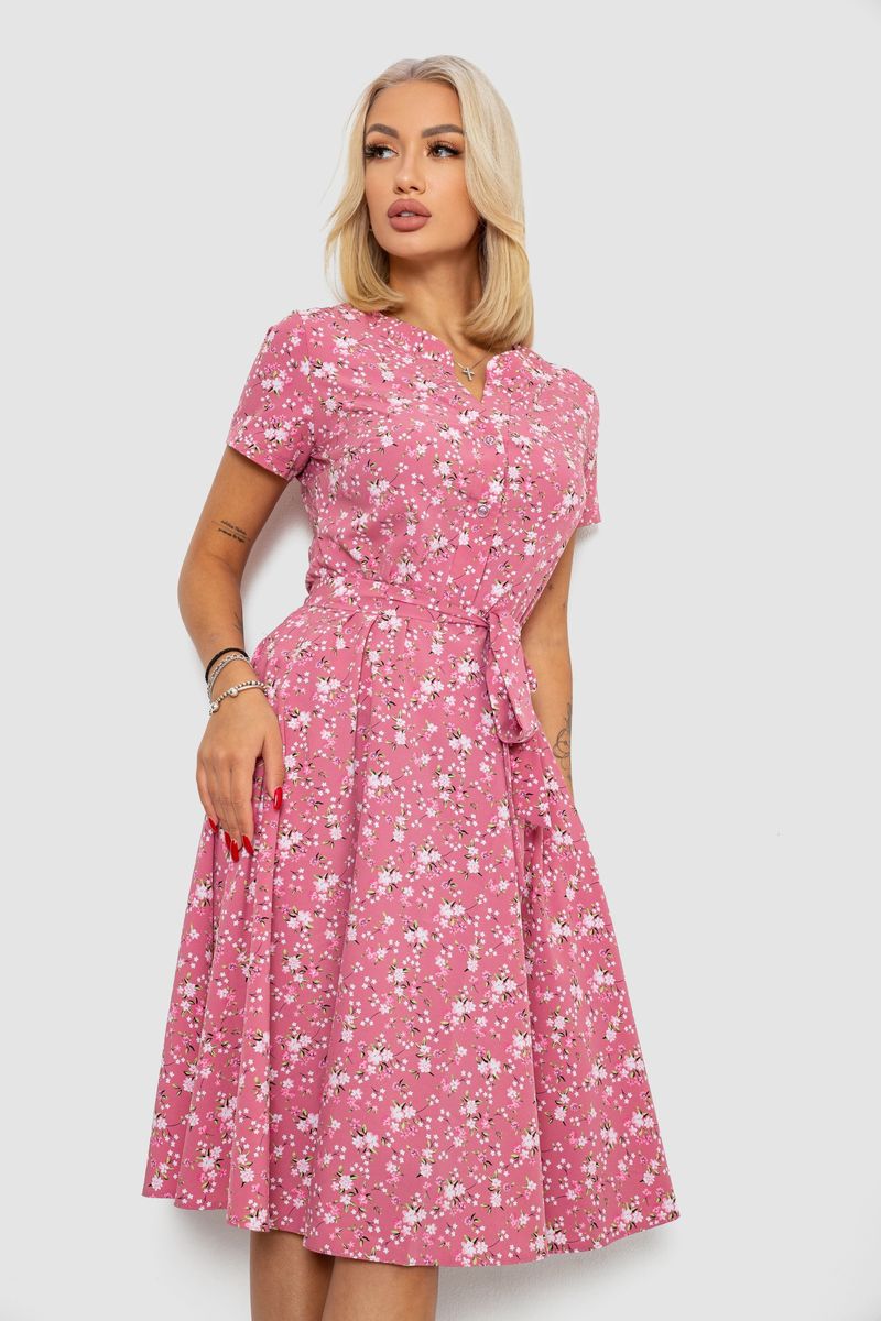 Сукня софт з принтом, колір пудровий, 230R1111 - Зображення 3