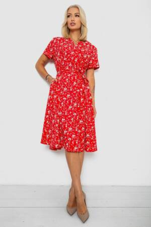Сукня софт з принтом, колір червоний, 230R1111