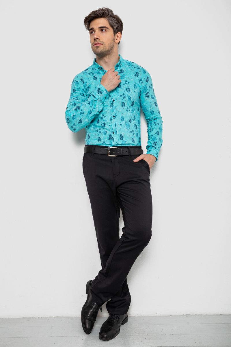 Сорочка чоловіча з принтом, колір бірюзовий, 214R812