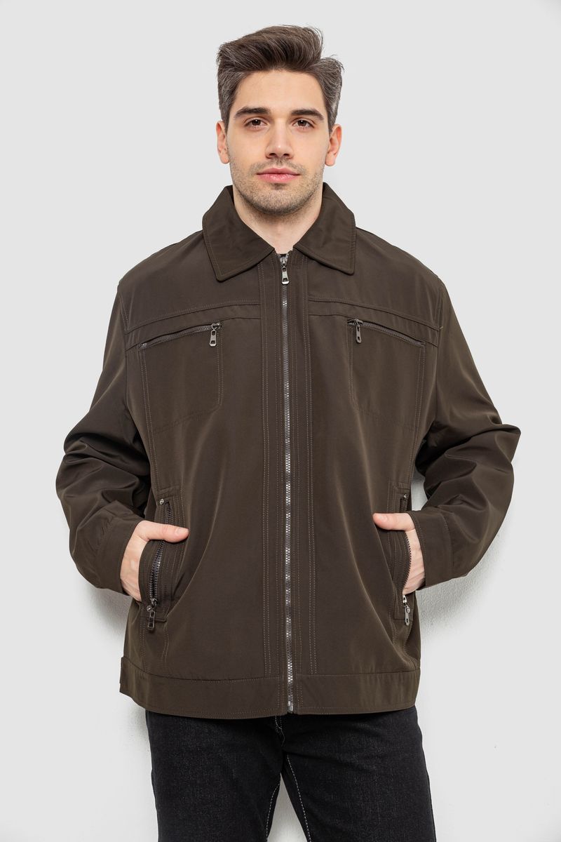 Куртка чоловіча демісезонна однотонна, колір темно-зелений, 244R033B