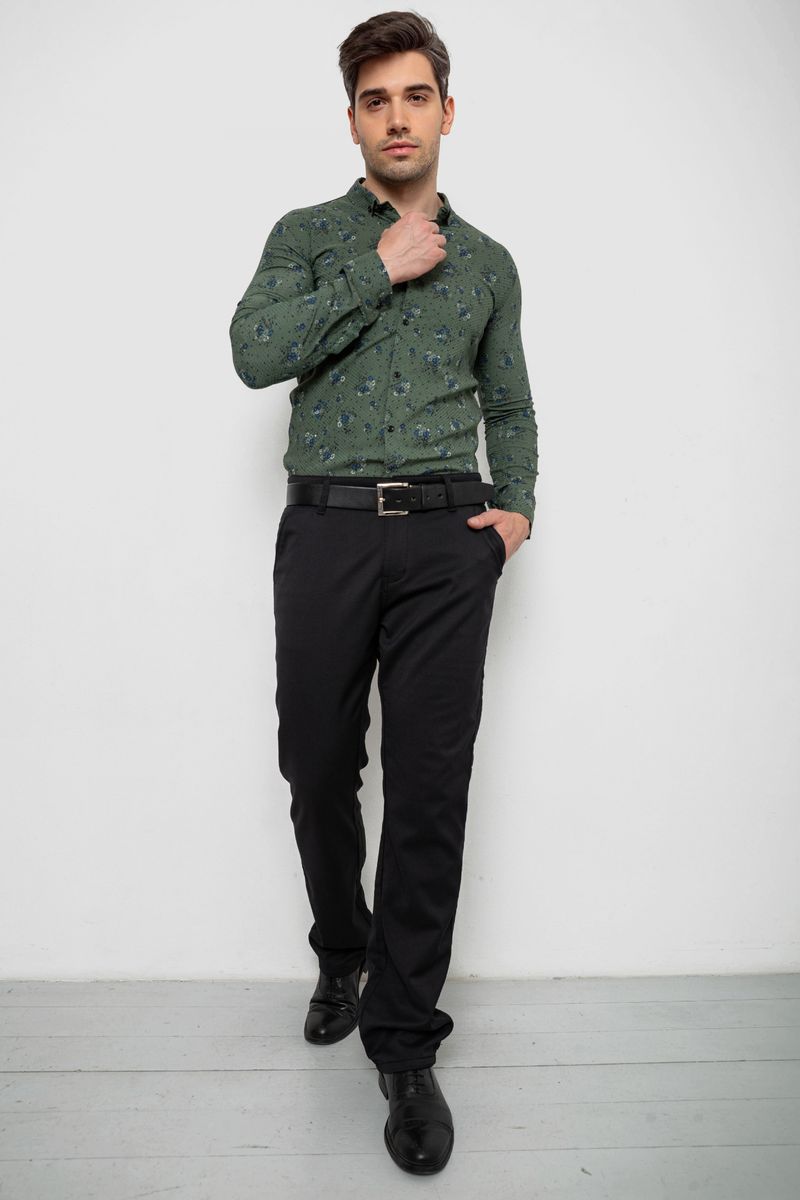 Сорочка чоловіча з принтом, колір хакі, 214R1043