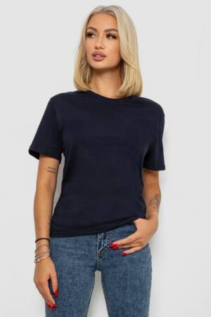Футболка жіноча однотонна, колір темно-синій, 238R112