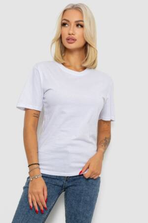 Футболка жіноча однотонна, колір білий, 238R112