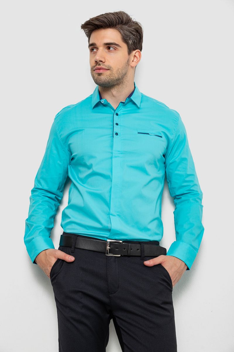Сорочка чоловіча, колір бірюзовий, 214R7150