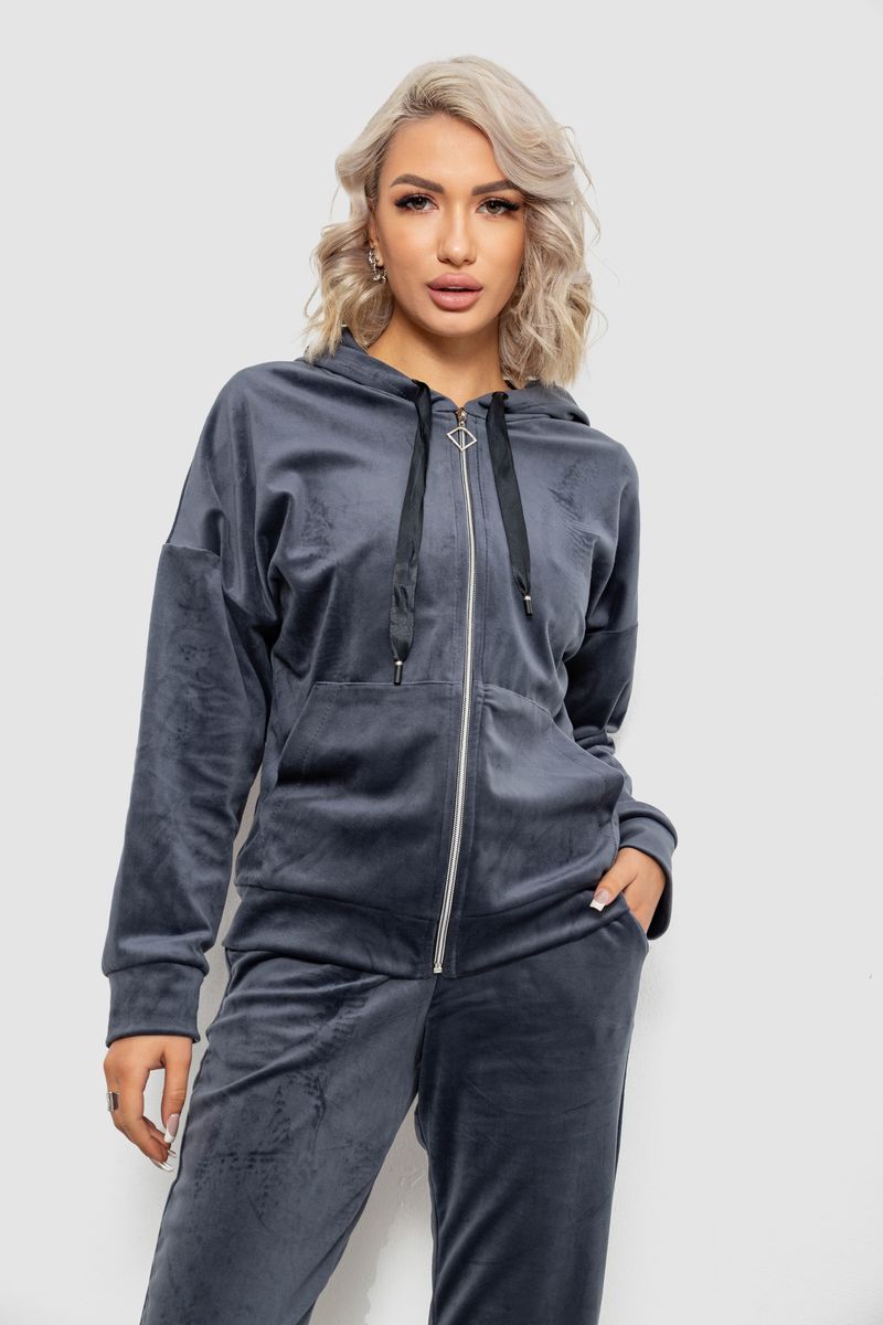 Спортивний костюм жіночий велюровий, колір сірий, 257R4119