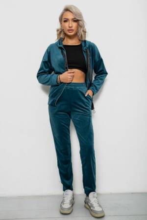 Спортивний костюм жіночий велюровий, колір смарагдовий, 257R4119