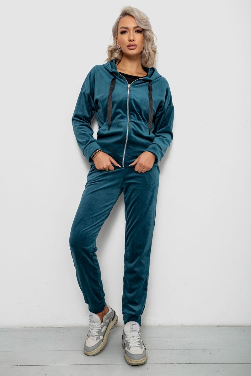 Спортивний костюм жіночий велюровий, колір смарагдовий, 257R4119