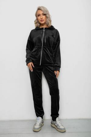 Спортивний костюм жіночий велюровий, колір чорний, 257R4119