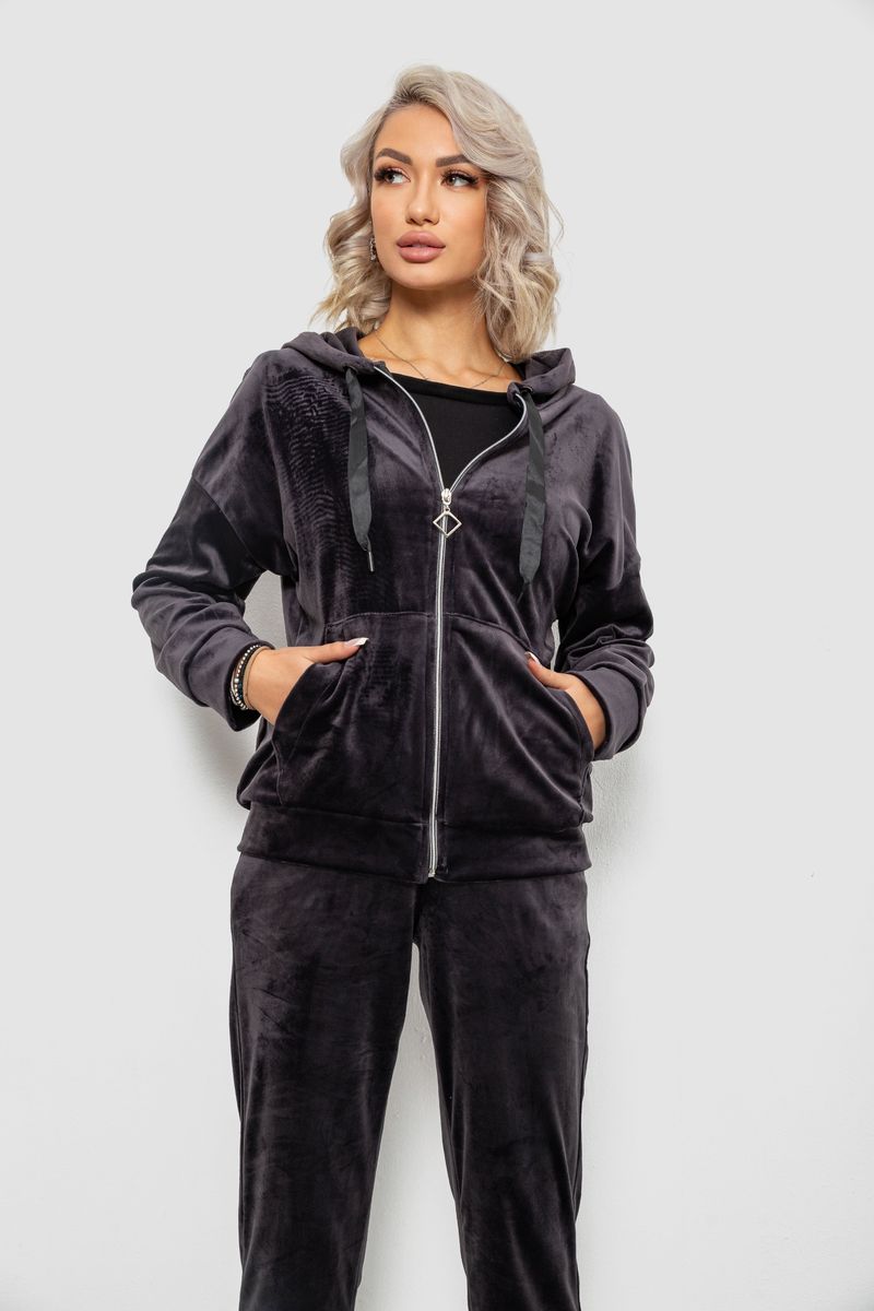 Спортивний костюм жіночий велюровий, колір чорнильний, 257R4119