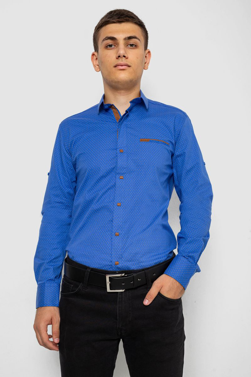 Сорочка чоловіча з принтом, колір електрик, 214R7015