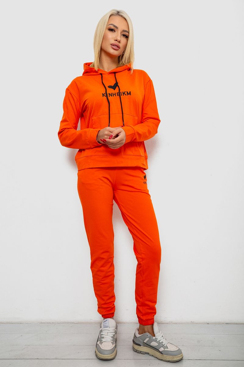 Спортивний костюм жіночий двонитка, колір помаранчевий, 214R1419-007 - Зображення 3