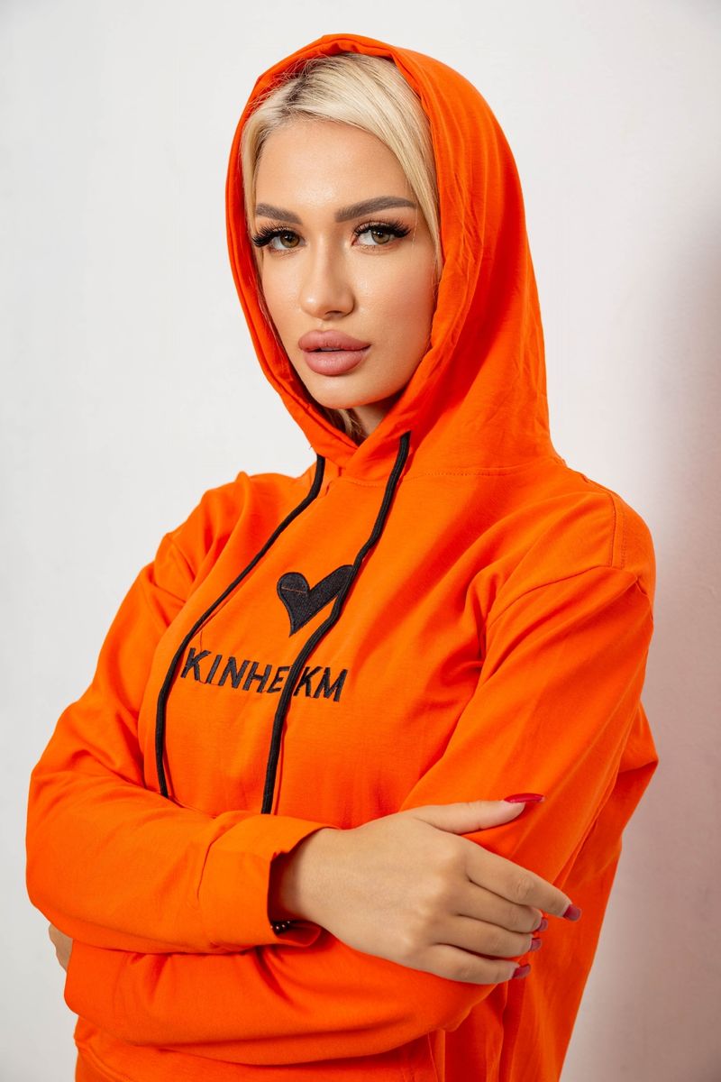 Спортивний костюм жіночий двонитка, колір помаранчевий, 214R1419-007 - Зображення 5