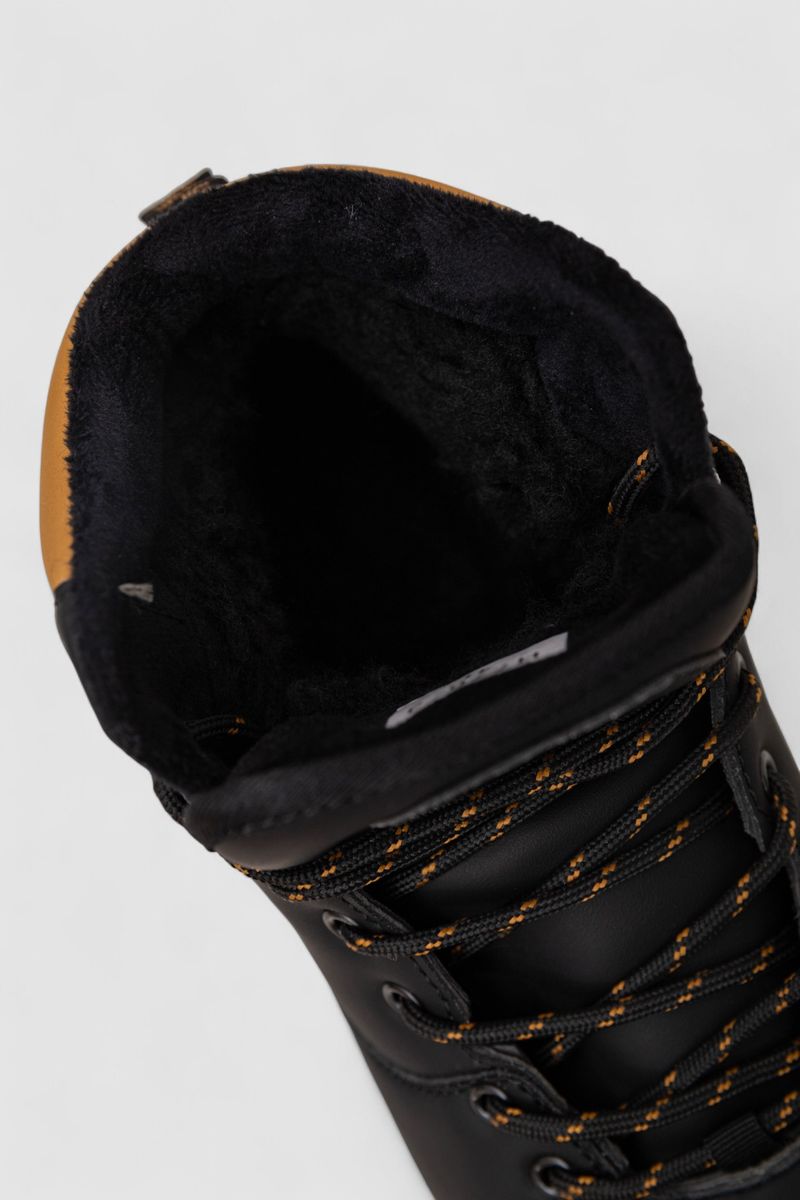 Кросівки чоловічі зимові на хутрі, колір чорно-бежевий, 248RH770 - Зображення 6