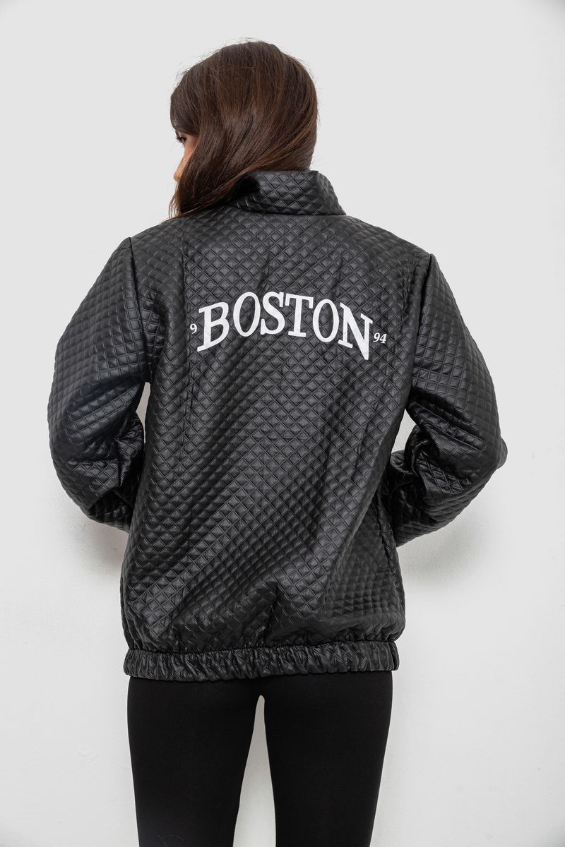 Бомбер жіночий з принтом, колір чорний, 257R72-1 - Зображення 5