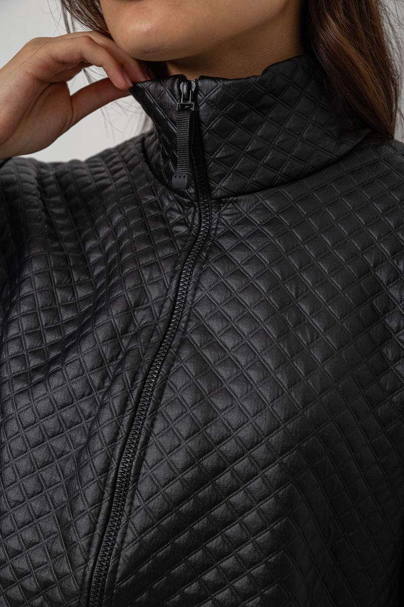 Бомбер жіночий з принтом, колір чорний, 257R72-1 - Зображення 6