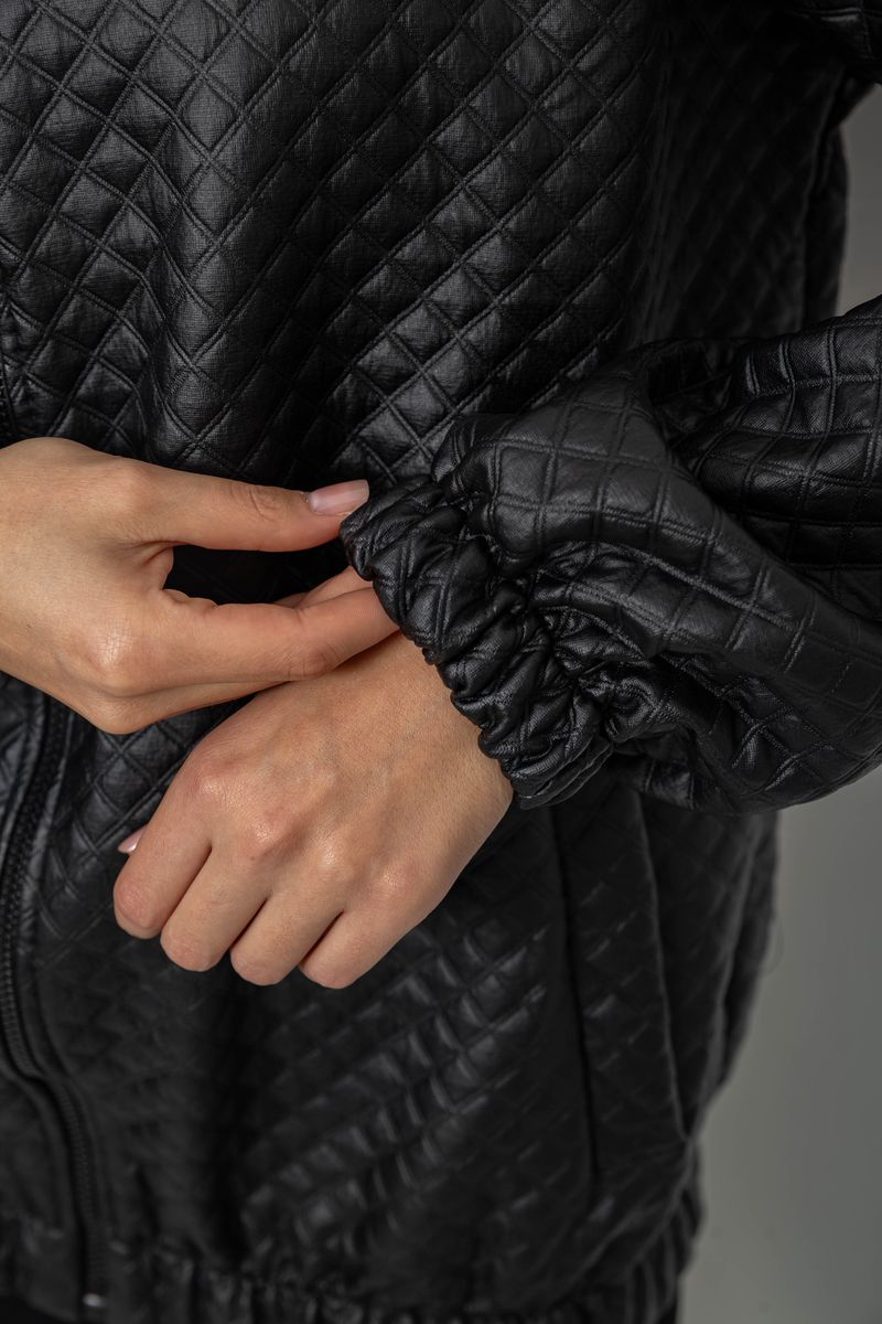 Бомбер жіночий з принтом, колір чорний, 257R72-1 - Зображення 7