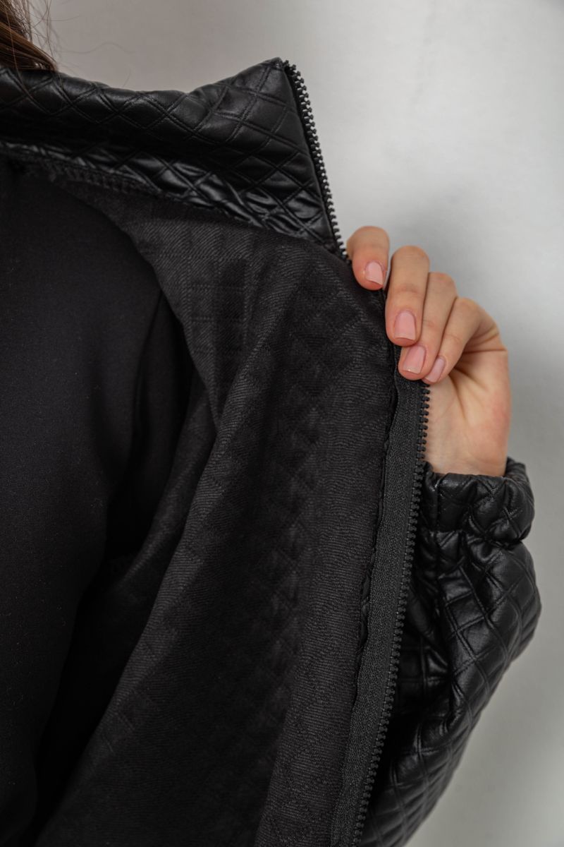 Бомбер жіночий з принтом, колір чорний, 257R72-1 - Зображення 8