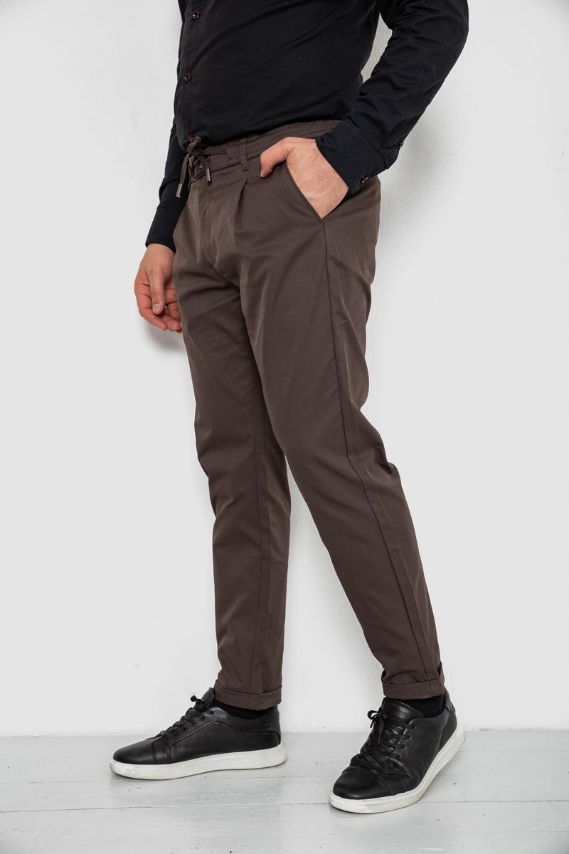 Штани чоловічі класичні однотонні, колір коричневий, 157RU02-013