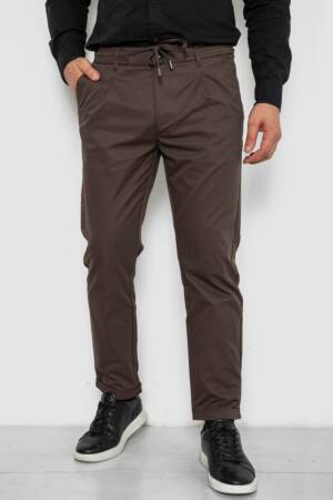 Штани чоловічі класичні однотонні, колір коричневий, 157RU02-013
