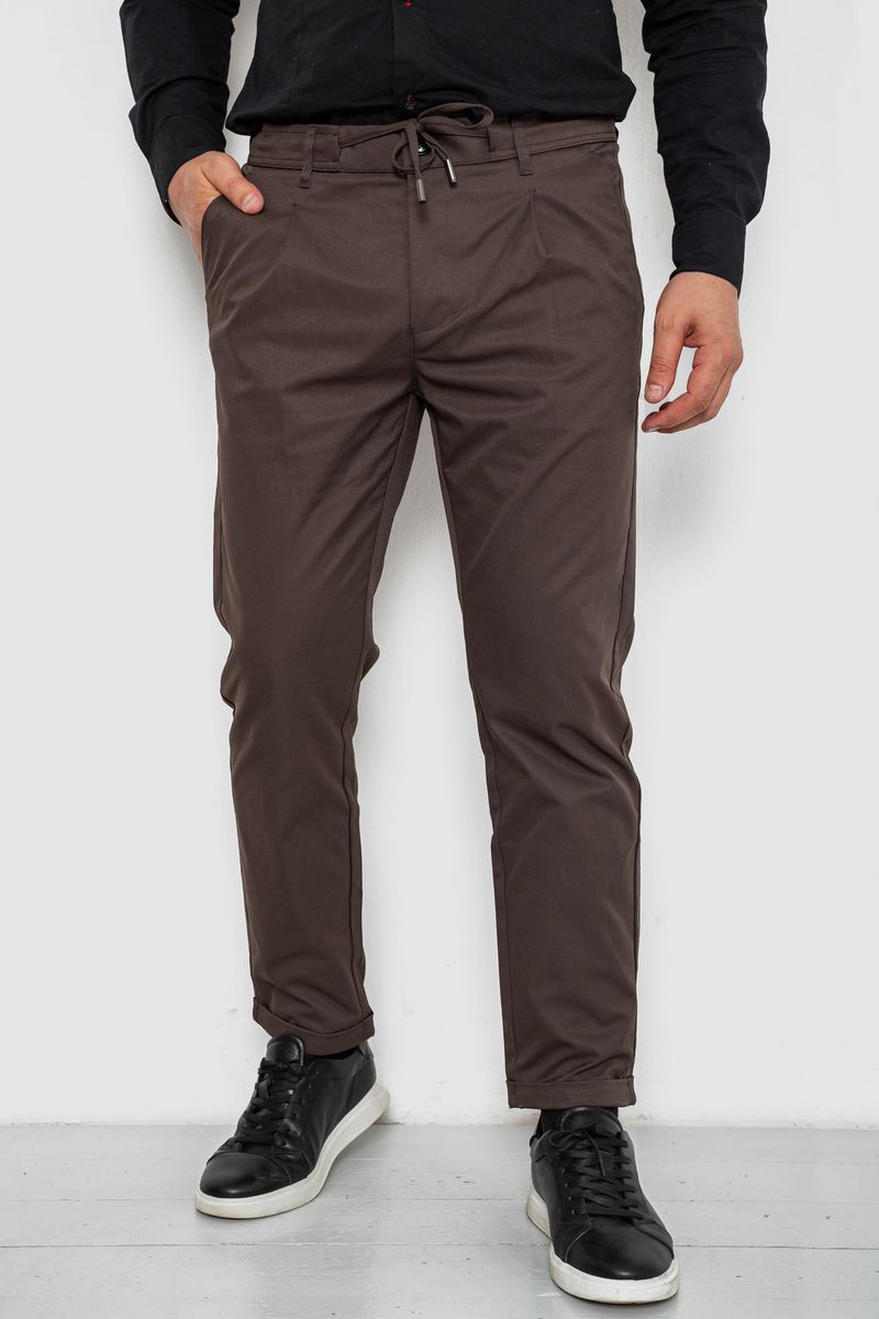 Штани чоловічі класичні однотонні, колір коричневий, 157RU02-013