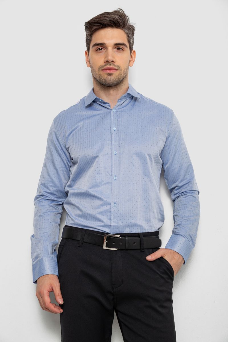 Сорочка чоловіча з довгим рукавом, колір джинс, 214R836