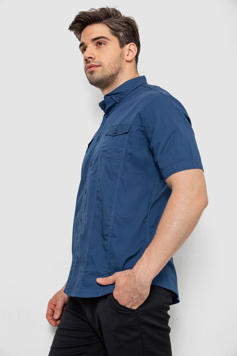 Сорочка чоловіча однотонна, колір синій, 214R6917-2 - Зображення 3