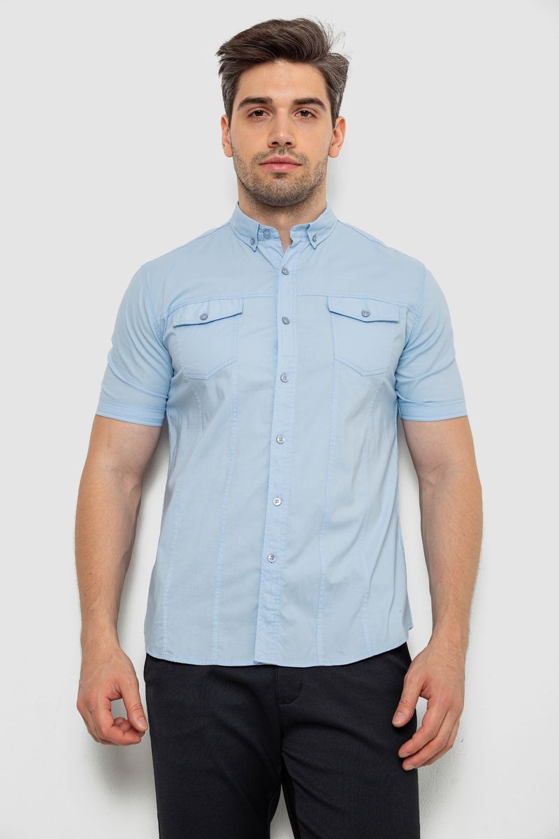 Сорочка чоловіча однотонна, колір блакитний, 214R6917-2