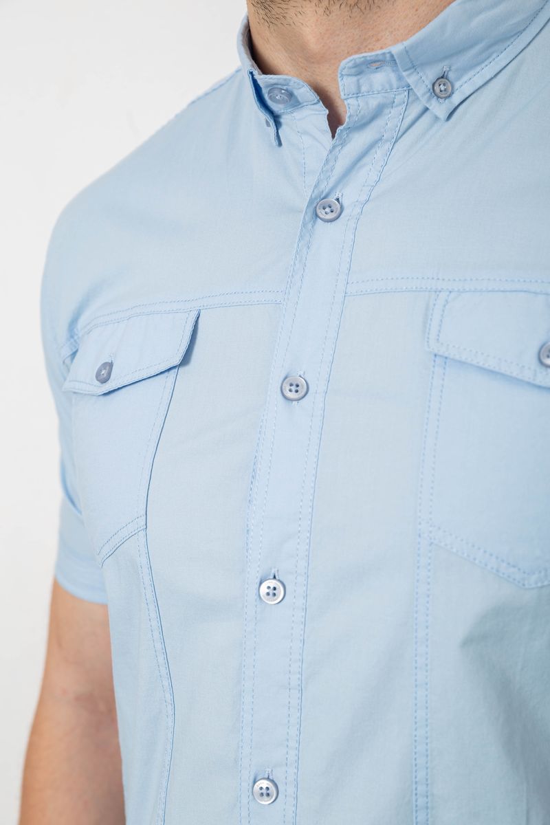 Сорочка чоловіча однотонна, колір блакитний, 214R6917-2 - Зображення 5