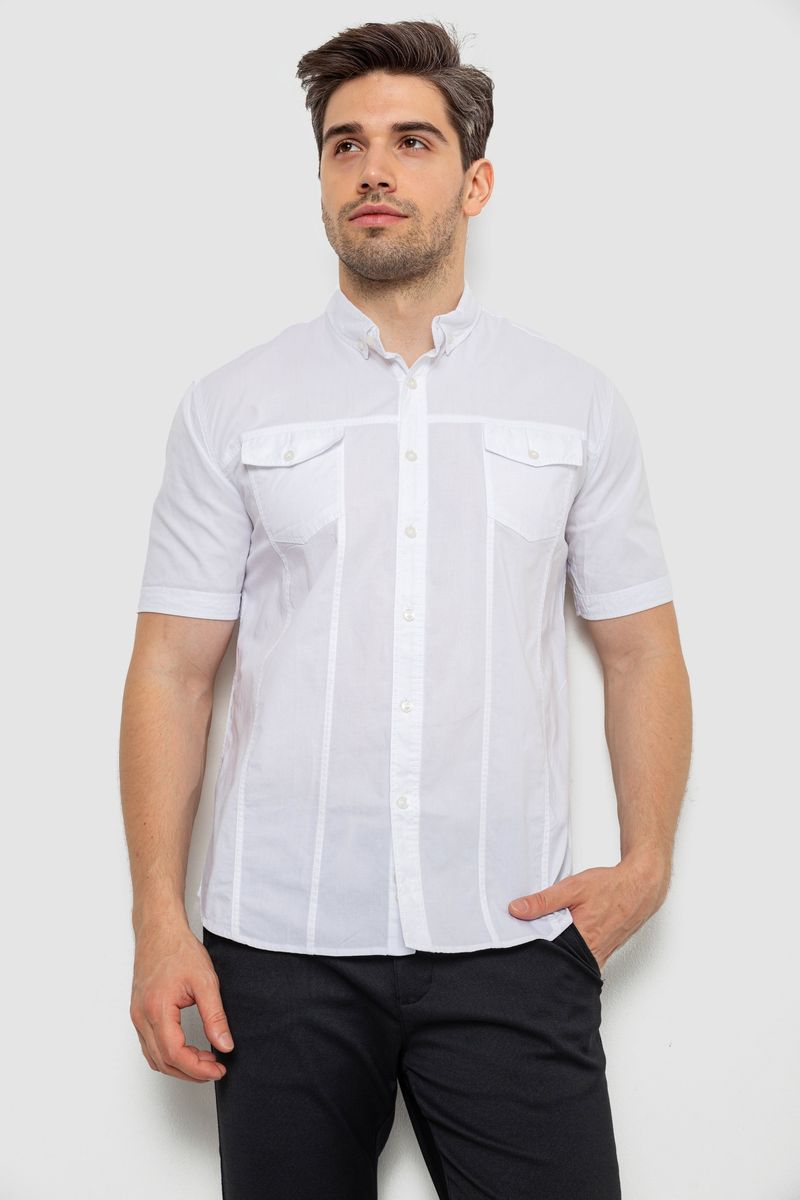 Сорочка чоловіча однотонна, колір білий, 214R6917-2