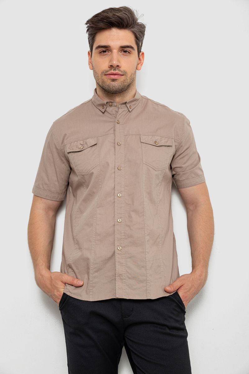 Сорочка чоловіча однотонна, колір мокко, 214R6917-2