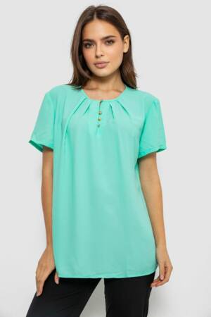 Блуза однотонна, колір м’ятний, 230R112-15