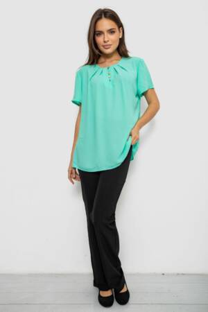 Блуза однотонна, колір м’ятний, 230R112-15