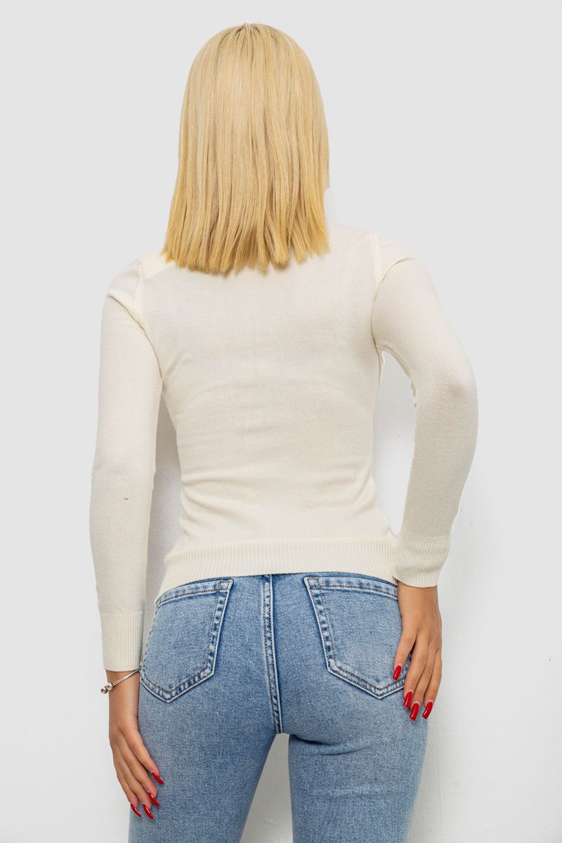 Гольф жіночий однотонний, колір кремовий, 204R921 - Зображення 4