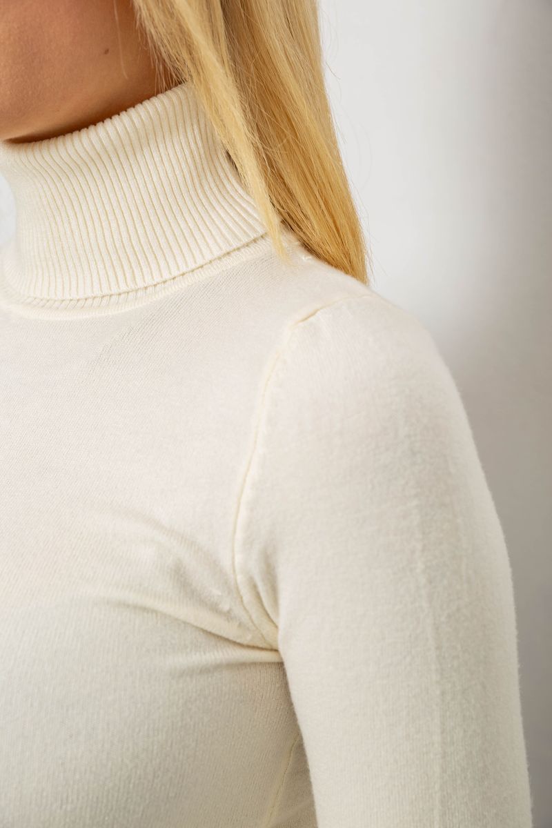 Гольф жіночий однотонний, колір кремовий, 204R921 - Зображення 5